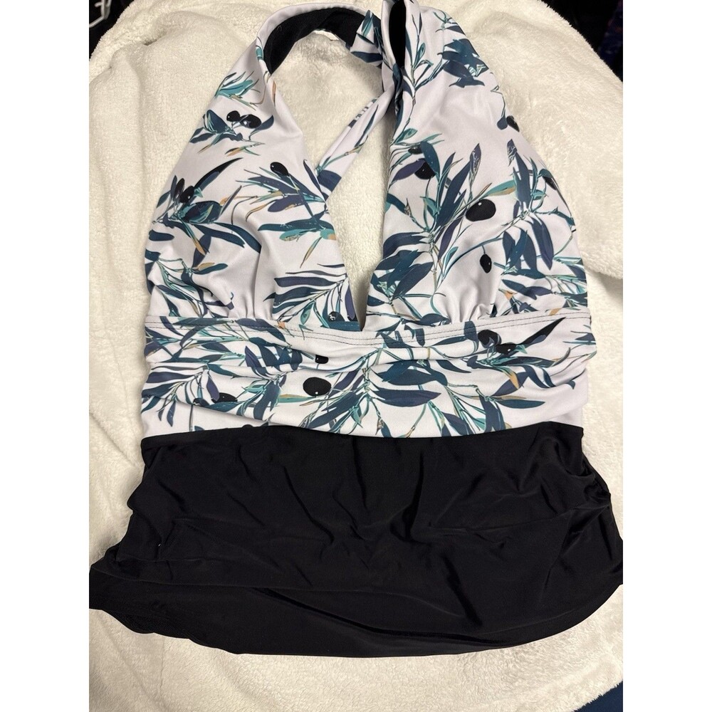 1 Piece‎ Swimsuit Black With Halter Top Women's Large NWOT
